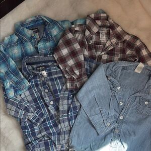 Plaid and Denim Button-Up onesies